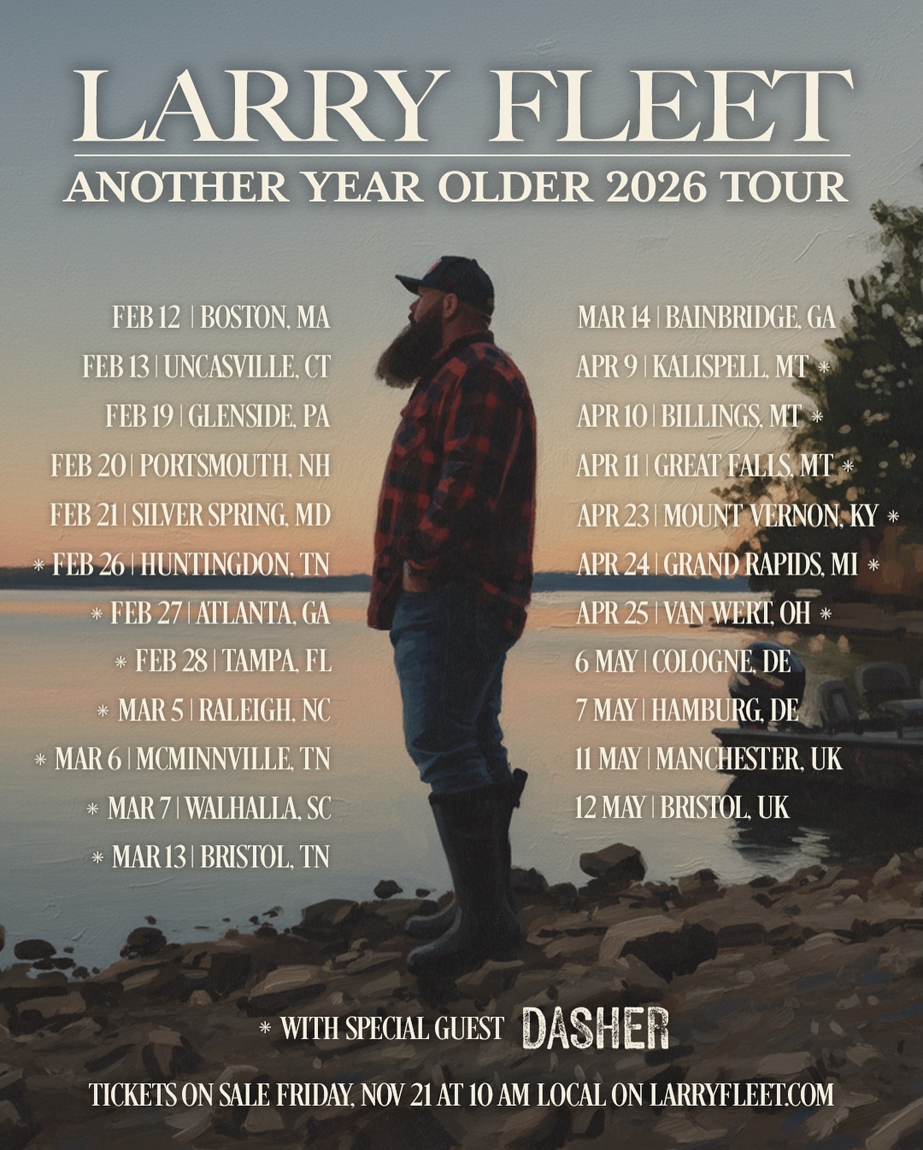 Larry Fleet Another Year Older Tour Poster 2026